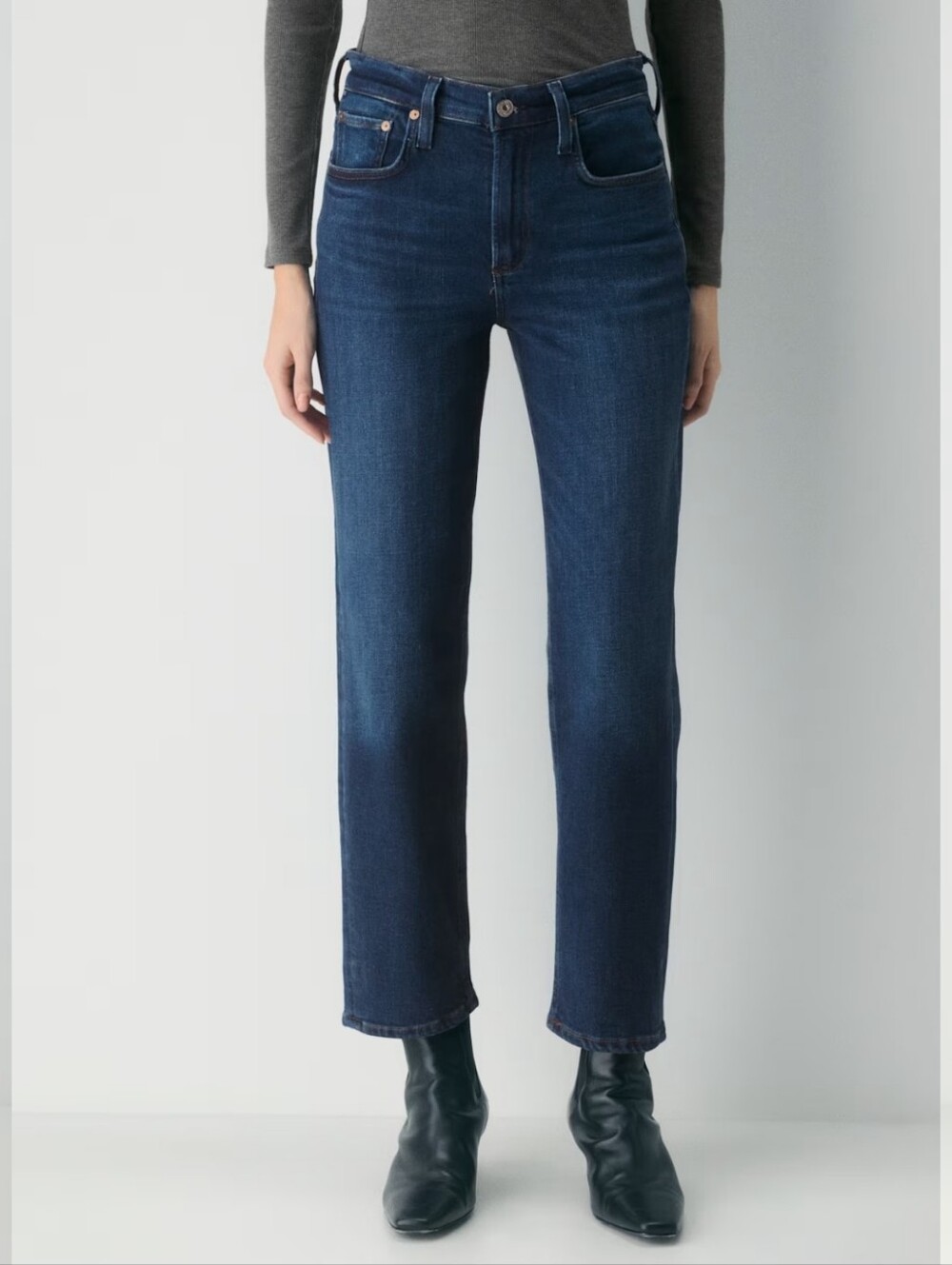 Citizens of Humanity Delfina High Rise Straight Jeans 24 Dark Indigo Ankle
